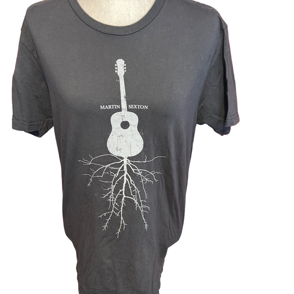 Next Level Apparel Gray Short Sleeve Tee Artistic Guitar Design Martin Sexton M